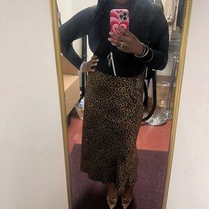 Zara Brown Leopard Print Maxi Skirt